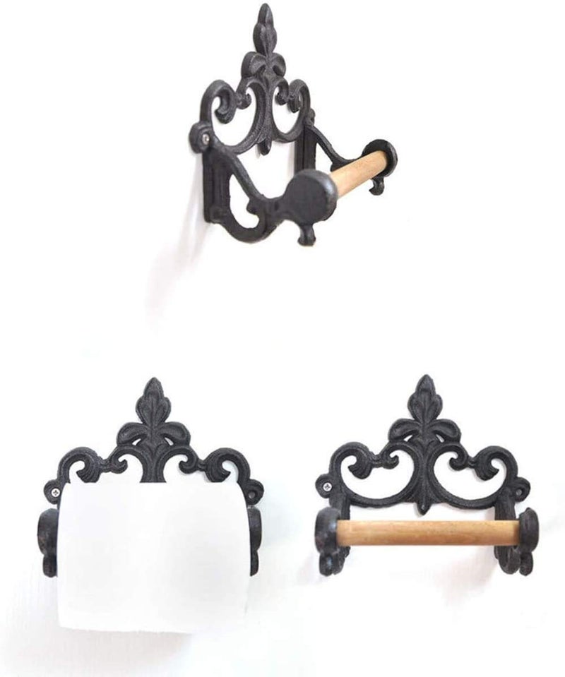 DPOWERFUL Antique Cast Iron Rustic Toilet Roll Holder Wall-Mounted Paper Holder Decor for Kitchen and Bathroom Without Lid - Image 4